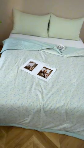 91家纺网 家纺一手货源 找家纺 森林人 2025新款A类针织棉大豆夏凉被 花簇