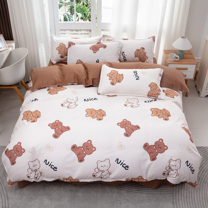 91家纺网 家纺一手货源 找家纺 乐居坊  2025新款柔软亲肤印花四件套大床图 Nice小熊