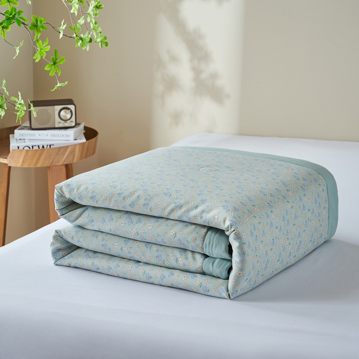 91家纺网 家纺一手货源 找家纺 森林人 2025新款A类针织棉大豆夏凉被 绿野