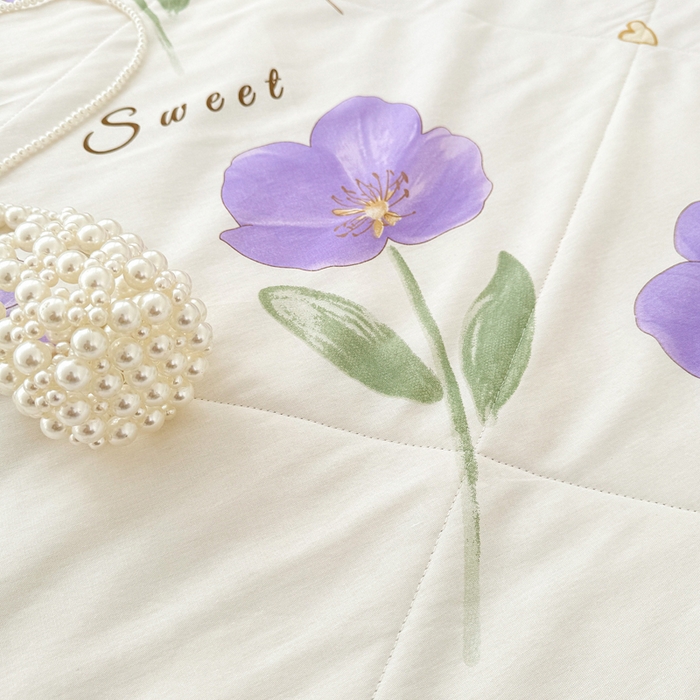 91家纺网 家纺一手货源 找家纺 棉造家居 2025新款春夏全棉纯棉印花夏被夏凉被空调被 甜美花韵