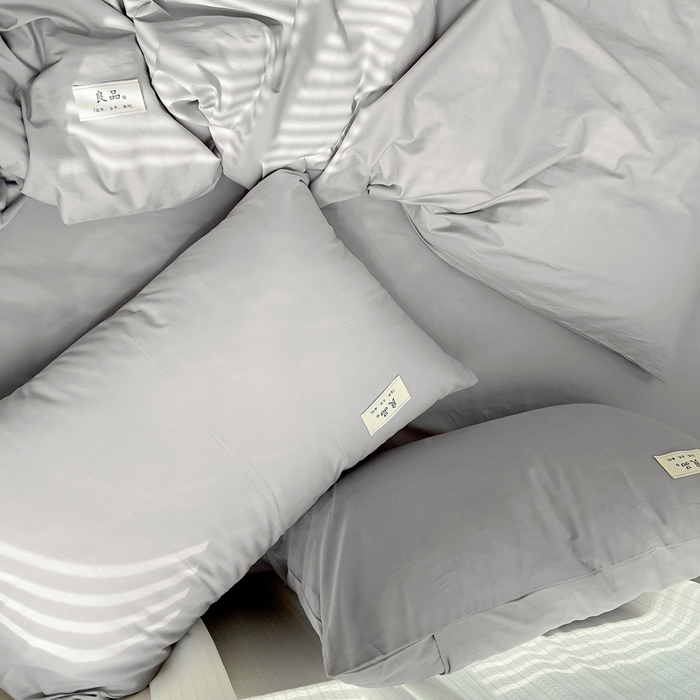 91家纺网 家纺一手货源 找家纺 眠博士 2025新款全棉40支纯色系列单被套 全棉拼色-银灰色