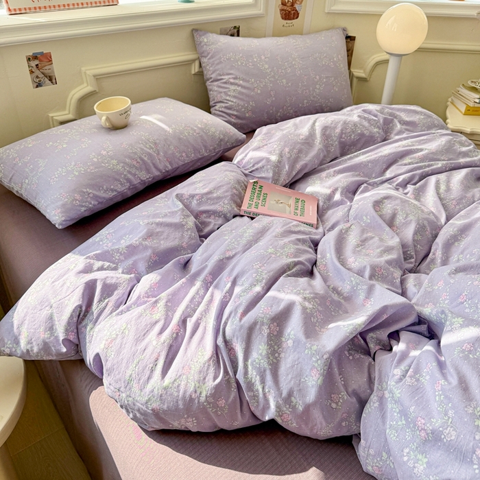 91家纺网 家纺一手货源 找家纺 罗亿家纺 2025新款云感提花双层纱裸睡四件套 恋如青柠香