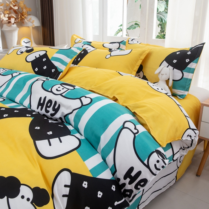 91家纺网 家纺一手货源 找家纺 乐居坊  2025新款柔软亲肤印花四件套大床图 幸运儿