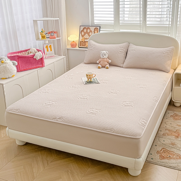 91家纺网 家纺一手货源 找家纺 喜居 2025新款幸运多-夹棉床笠系列 幸运多-奶咖