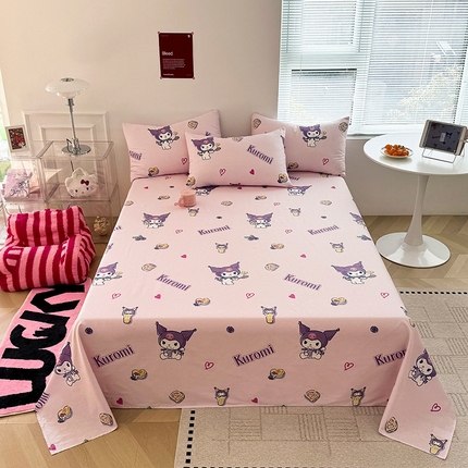 木堇家居 2025新款全棉三丽鸥床单枕套单品系列（含防伪码） 全棉床单--蓝莓库洛米