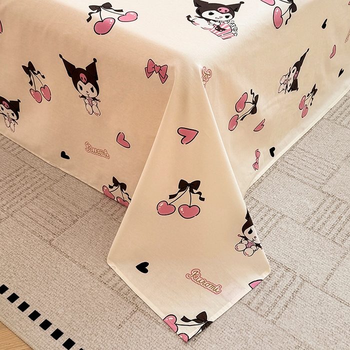 91家纺网 家纺一手货源 找家纺 木堇家居 2025新款全棉三丽鸥床单枕套单品系列（含防伪码） 全棉床单--樱桃库洛米