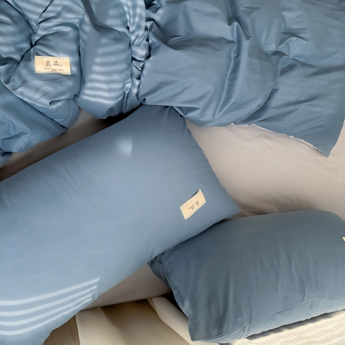 91家纺网 家纺一手货源 找家纺 眠博士 2025新款全棉40支纯色系列单被套 全棉拼色-宝蓝+银灰