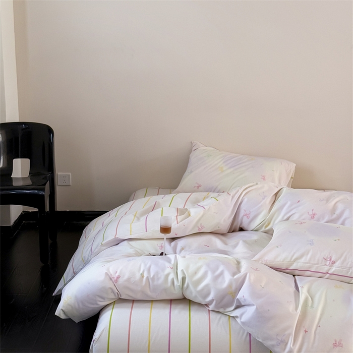 91家纺网 家纺一手货源 找家纺 窝米 2025新款全棉新品13370四件套 简约休闲风系列（悦溪、几何乐园） 梦幻