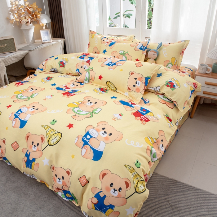 91家纺网 家纺一手货源 找家纺 乐居坊  2025新款柔软亲肤印花四件套大床图 小黄油拿铁