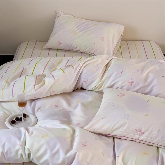 91家纺网 家纺一手货源 找家纺 窝米 2025新款全棉新品13370四件套 简约休闲风系列（悦溪、几何乐园） 梦幻