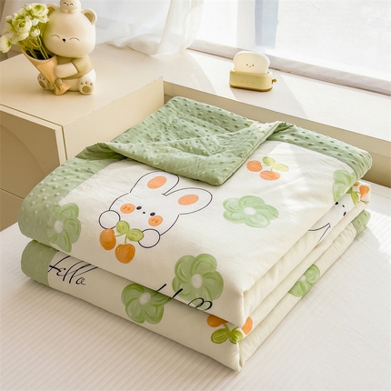 91家纺网 家纺一手货源 找家纺 （总）兄弟坊 2025新款水洗棉双层纱豆豆印花夏被夏凉被