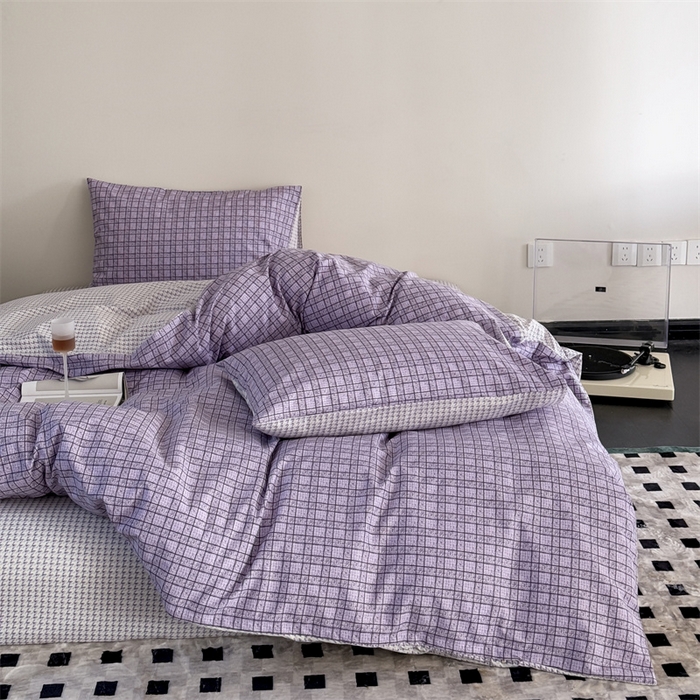 91家纺网 家纺一手货源 找家纺 窝米 2025新款全棉新品13370四件套 简约休闲风系列（悦溪、几何乐园） 香绮