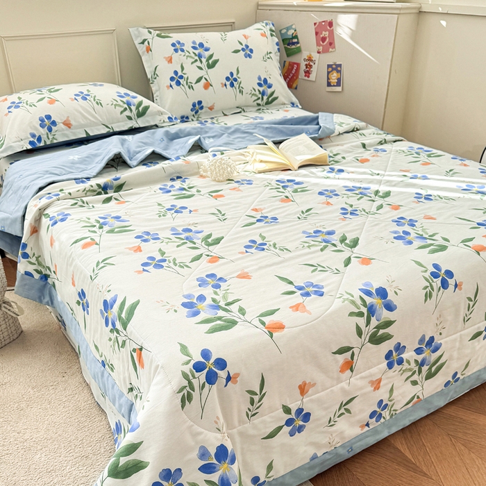 91家纺网 家纺一手货源 找家纺 棉造家居 2025新款春夏全棉纯棉印花夏被夏凉被空调被 清风