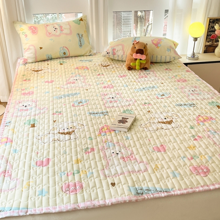 91家纺网 家纺一手货源 找家纺 Sweet dreams甜梦 2025新款全棉卡通小清新棉垫子床垫旅行垫 萌趣乐园