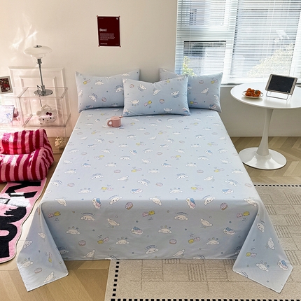 91家纺网 家纺一手货源 找家纺 木堇家居 2025新款全棉三丽鸥床单枕套单品系列（含防伪码） 全棉床单--云朵大耳狗蓝