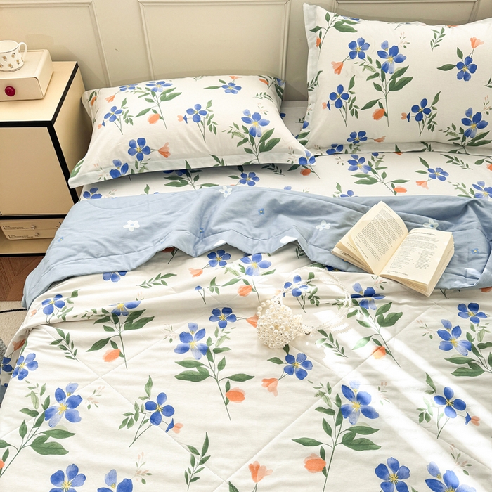 91家纺网 家纺一手货源 找家纺 棉造家居 2025新款春夏全棉纯棉印花夏被夏凉被空调被 清风