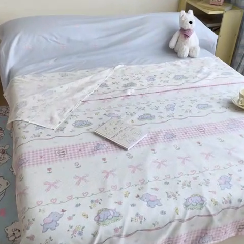 91家纺网 家纺一手货源 找家纺 Sweet dreams甜梦 2025新款全棉小清新卡通一体式旅行酒店睡袋 花花小象