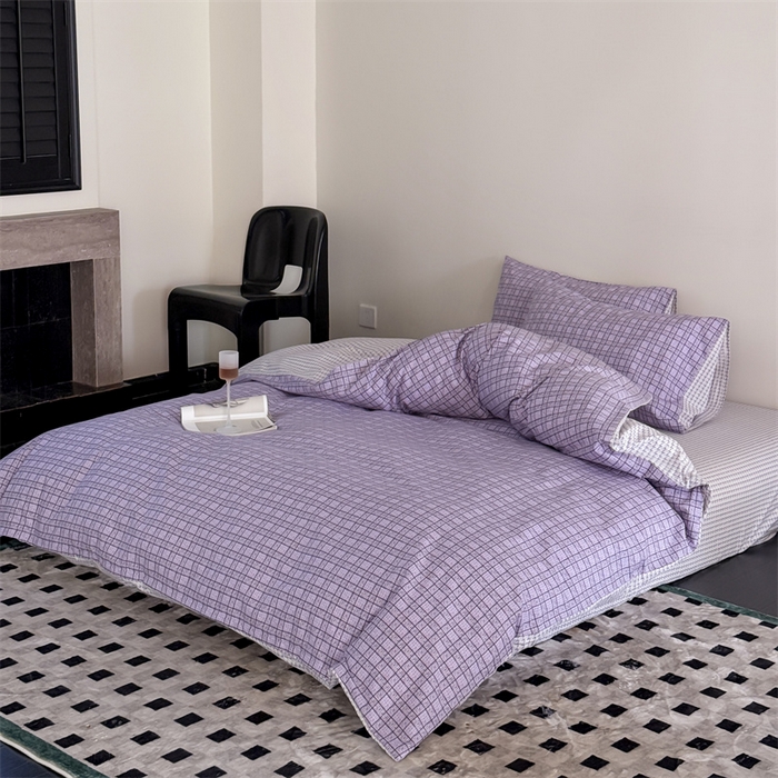 91家纺网 家纺一手货源 找家纺 窝米 2025新款全棉新品13370四件套 简约休闲风系列（悦溪、几何乐园） 香绮