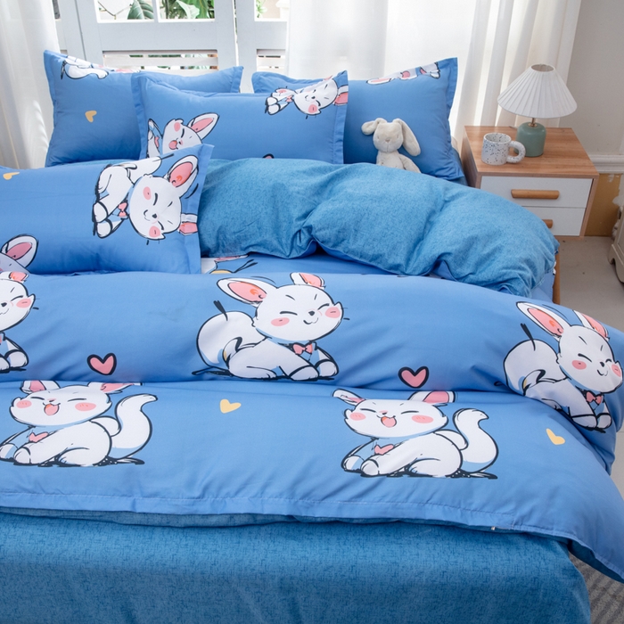 91家纺网 家纺一手货源 找家纺 乐居坊  2025新款柔软亲肤印花四件套大床图 快乐兔