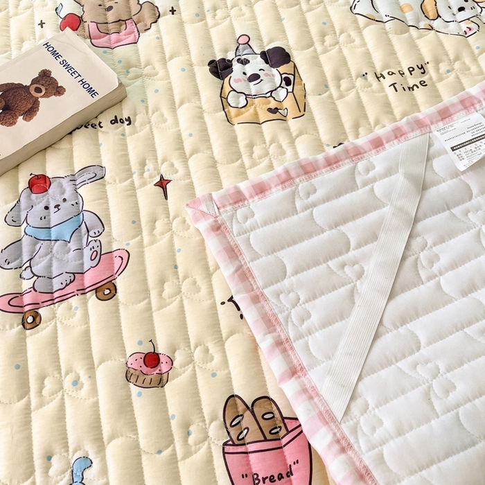 91家纺网 家纺一手货源 找家纺 Sweet dreams甜梦 2025新款全棉卡通小清新棉垫子床垫旅行垫 动物派对