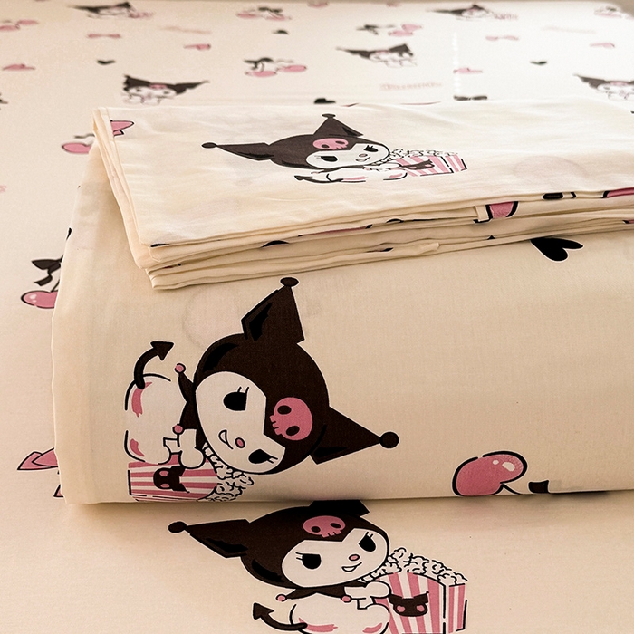 91家纺网 家纺一手货源 找家纺 木堇家居 2025新款全棉三丽鸥床单枕套单品系列（含防伪码） 全棉床单--樱桃库洛米