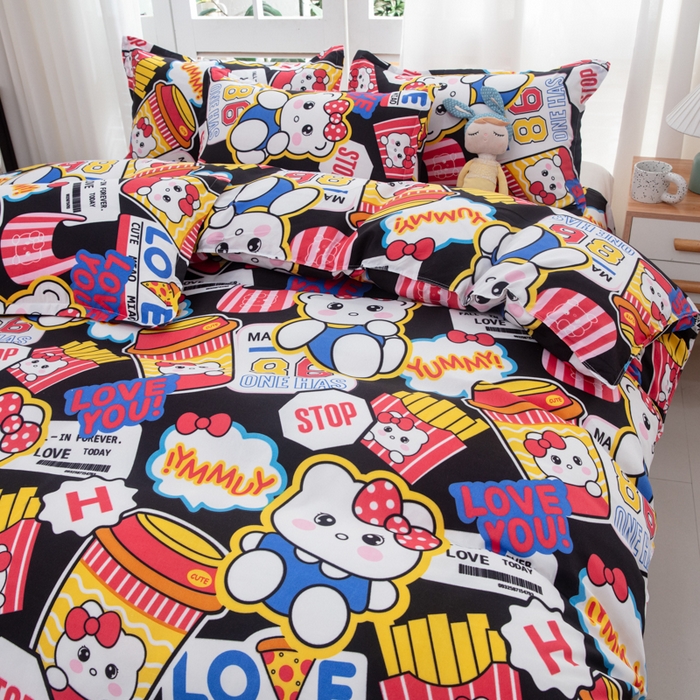 91家纺网 家纺一手货源 找家纺 乐居坊  2025新款柔软亲肤印花四件套大床图 潮流凯蒂