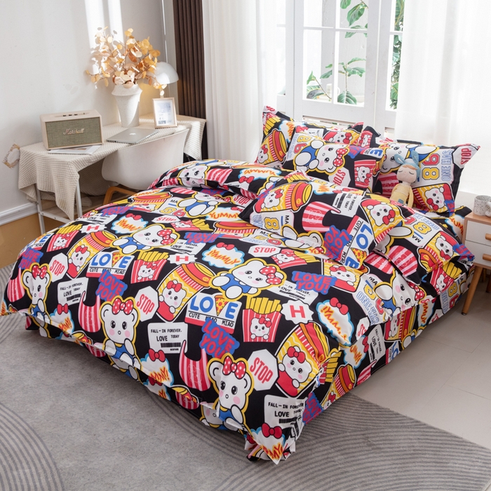 91家纺网 家纺一手货源 找家纺 乐居坊  2025新款柔软亲肤印花四件套大床图 潮流凯蒂