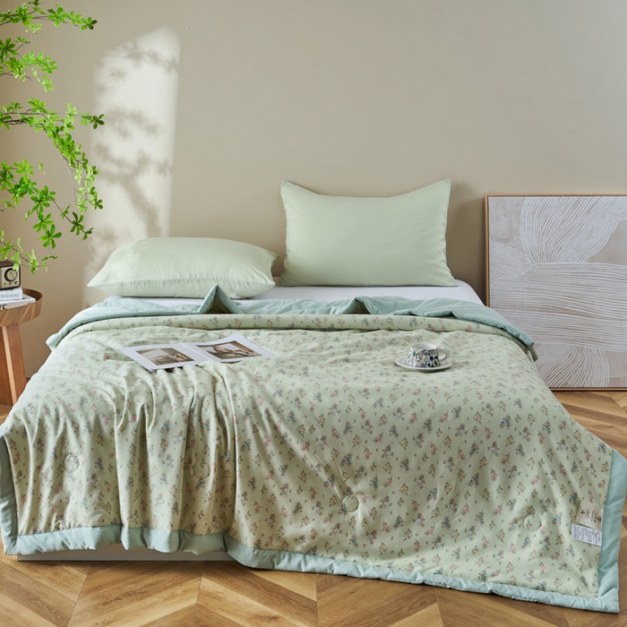 91家纺网 家纺一手货源 找家纺 森林人 2025新款A类针织棉大豆夏凉被 花簇