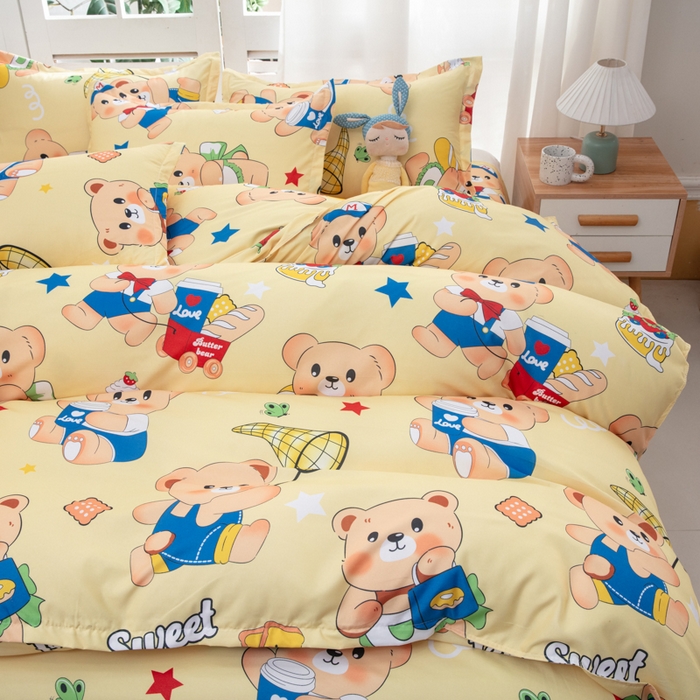 91家纺网 家纺一手货源 找家纺 乐居坊  2025新款柔软亲肤印花四件套大床图 小黄油拿铁