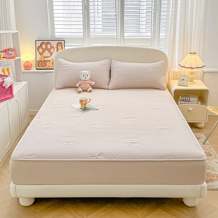 91家纺网 家纺一手货源 找家纺 喜居 2025新款幸运多-夹棉床笠系列 幸运多-奶咖