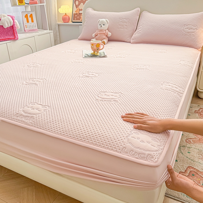 91家纺网 家纺一手货源 找家纺 喜居 2025新款幸运多-夹棉床笠系列 幸运多-樱粉