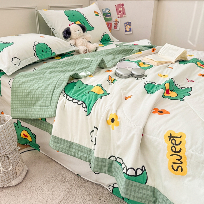 91家纺网 家纺一手货源 找家纺 棉造家居 2025新款春夏全棉纯棉印花夏被夏凉被空调被 恐龙宝贝