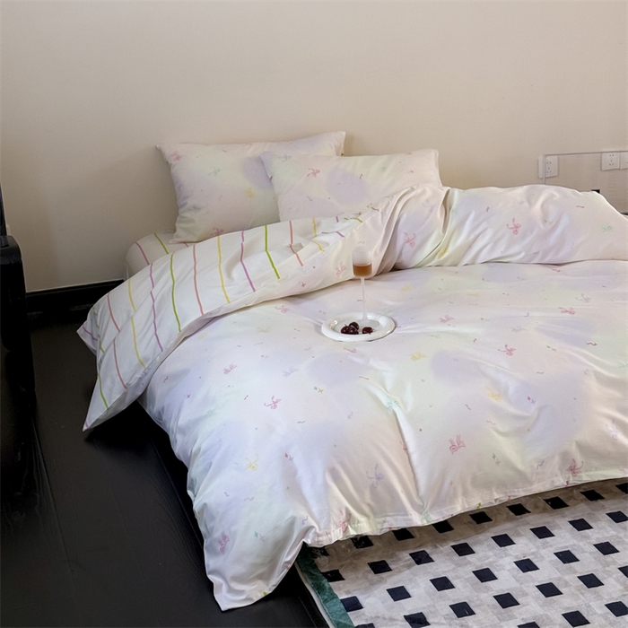 91家纺网 家纺一手货源 找家纺 窝米 2025新款全棉新品13370四件套 简约休闲风系列（悦溪、几何乐园） 梦幻