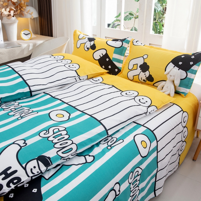 91家纺网 家纺一手货源 找家纺 乐居坊  2025新款柔软亲肤印花四件套大床图 幸运儿