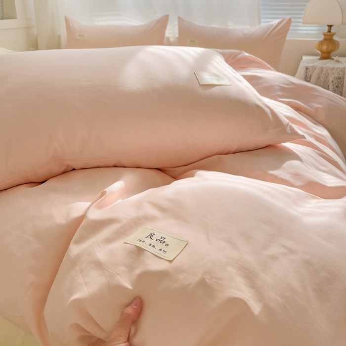 91家纺网 家纺一手货源 找家纺 眠博士 2025新款全棉40支纯色系列单被套 全棉拼色-浅粉+浅黄