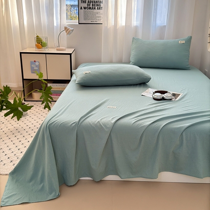 罗亿家纺 2025新款云感提花双层纱单床单 浅蓝床单