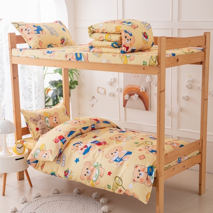 91家纺网 家纺一手货源 找家纺 乐居坊  2025新款柔软亲肤印花四件套宿舍床 小黄油拿铁