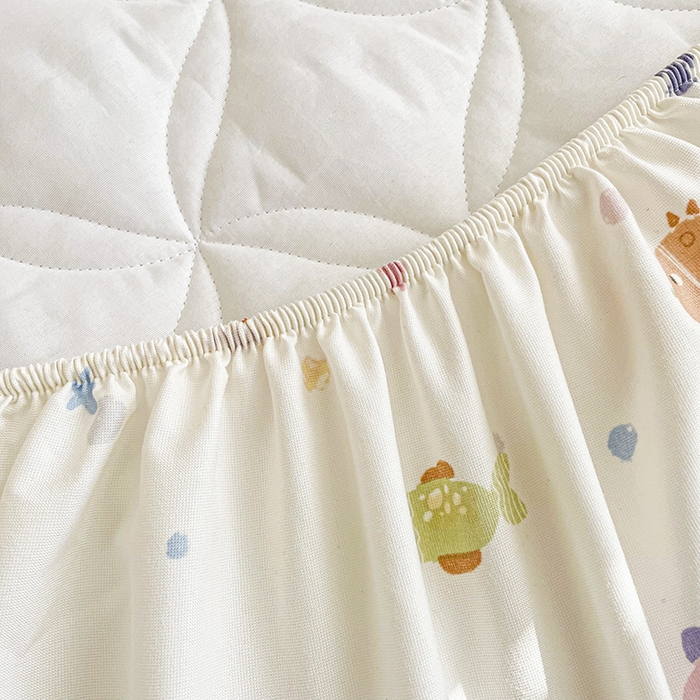 91家纺网 家纺一手货源 找家纺 豪选家纺 2025春夏四季新款新品有氧双层纱印花夹棉床笠床护罩床垫保护套 小鱼儿多多