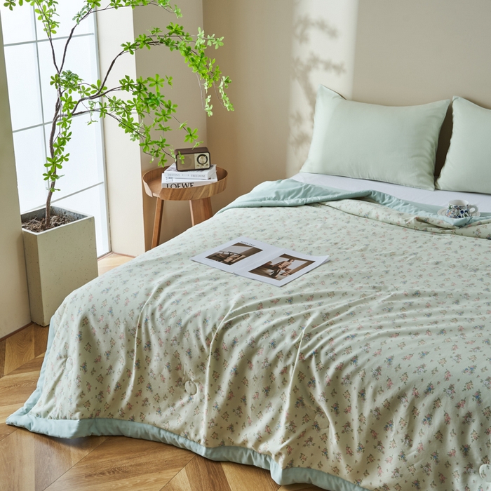 91家纺网 家纺一手货源 找家纺 森林人 2025新款A类针织棉大豆夏凉被 花簇