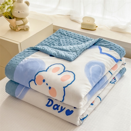 91家纺网 家纺一手货源 找家纺 （总）兄弟坊 2025新款水洗棉双层纱豆豆印花夏被夏凉被