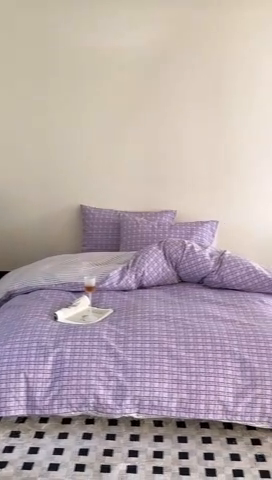 91家纺网 家纺一手货源 找家纺 窝米 2025新款全棉新品13370四件套 简约休闲风系列（悦溪、几何乐园） 香绮