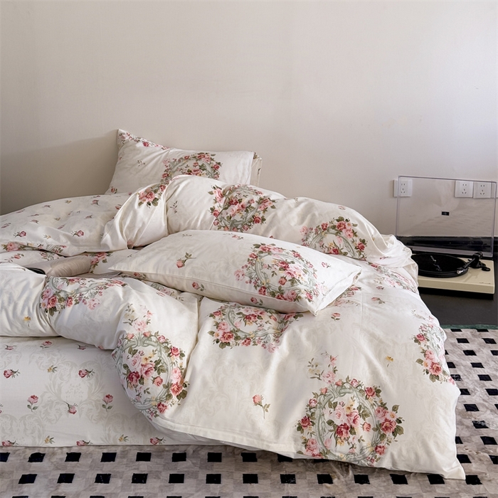 91家纺网 家纺一手货源 找家纺 窝米 2025新款全棉新品13370四件套 简约休闲风系列（悦溪、几何乐园） 悦溪