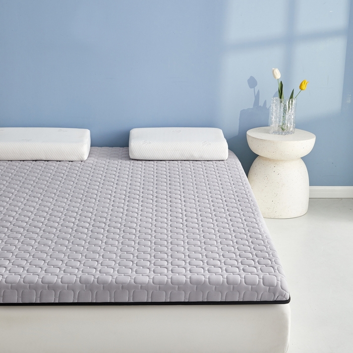 91家纺网 家纺一手货源 找家纺 祁恋婷家居 2025新款A类牛奶丝棉花抗压床垫【床垫遮盖物】 单边四菱格灰