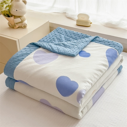 91家纺网 家纺一手货源 找家纺 （总）兄弟坊 2025新款水洗棉双层纱豆豆印花夏被夏凉被