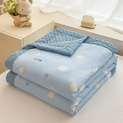 91家纺网 家纺一手货源 找家纺 （总）兄弟坊 2025新款水洗棉双层纱豆豆印花夏被夏凉被