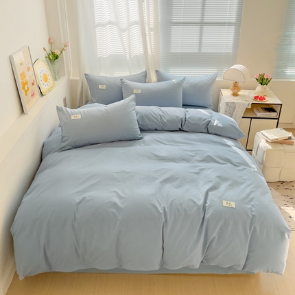 眠博士 2025新款全棉40支纯色系列单被套 全棉拼色-浅蓝色