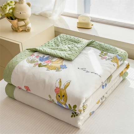 91家纺网 家纺一手货源 找家纺 （总）兄弟坊 2025新款水洗棉双层纱豆豆印花夏被夏凉被