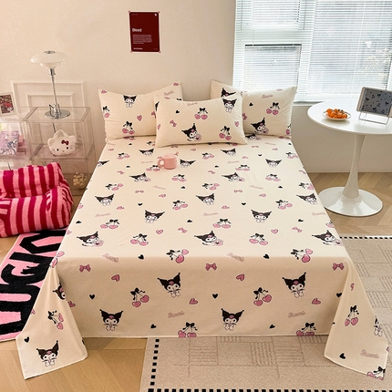 木堇家居 2025新款全棉三丽鸥床单枕套单品系列（含防伪码） 全棉床单--樱桃库洛米