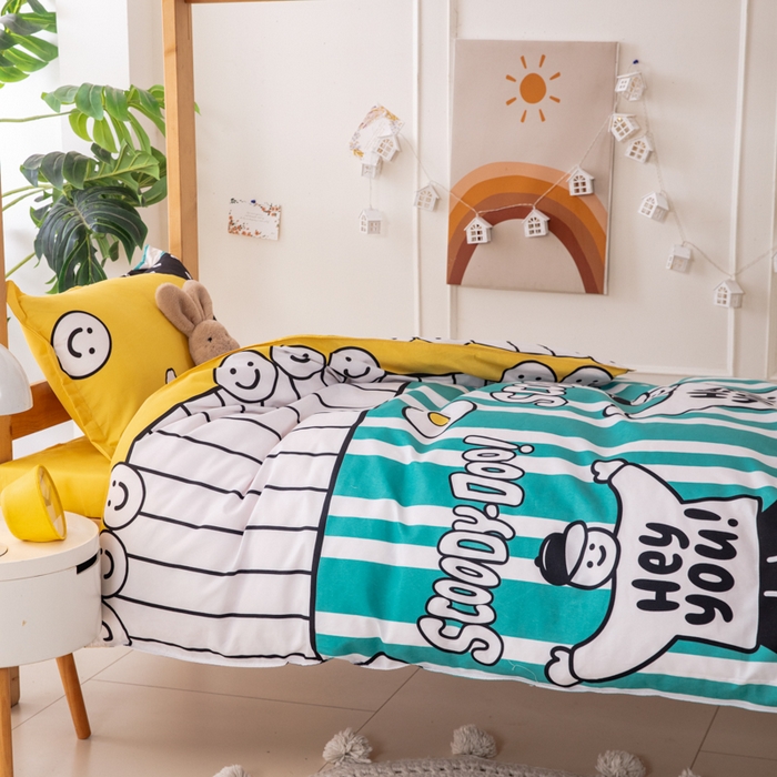 91家纺网 家纺一手货源 找家纺 乐居坊  2025新款柔软亲肤印花四件套宿舍床 幸运儿