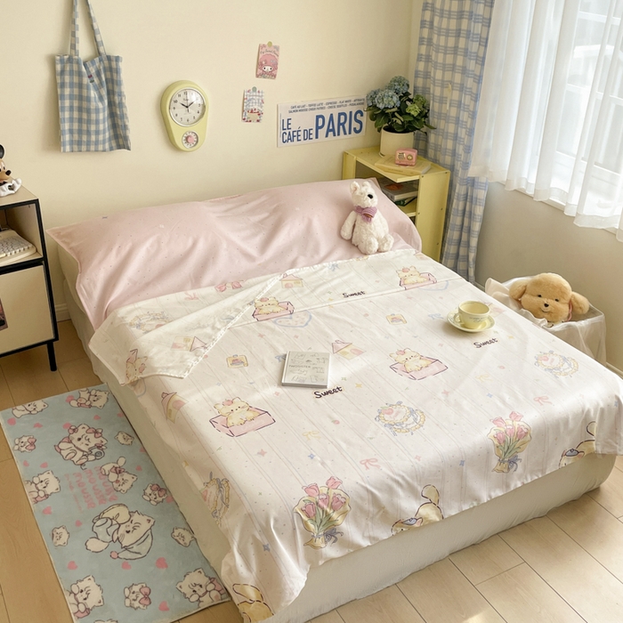 91家纺网 家纺一手货源 找家纺 Sweet dreams甜梦 2025新款全棉小清新卡通一体式旅行酒店睡袋 花花小象